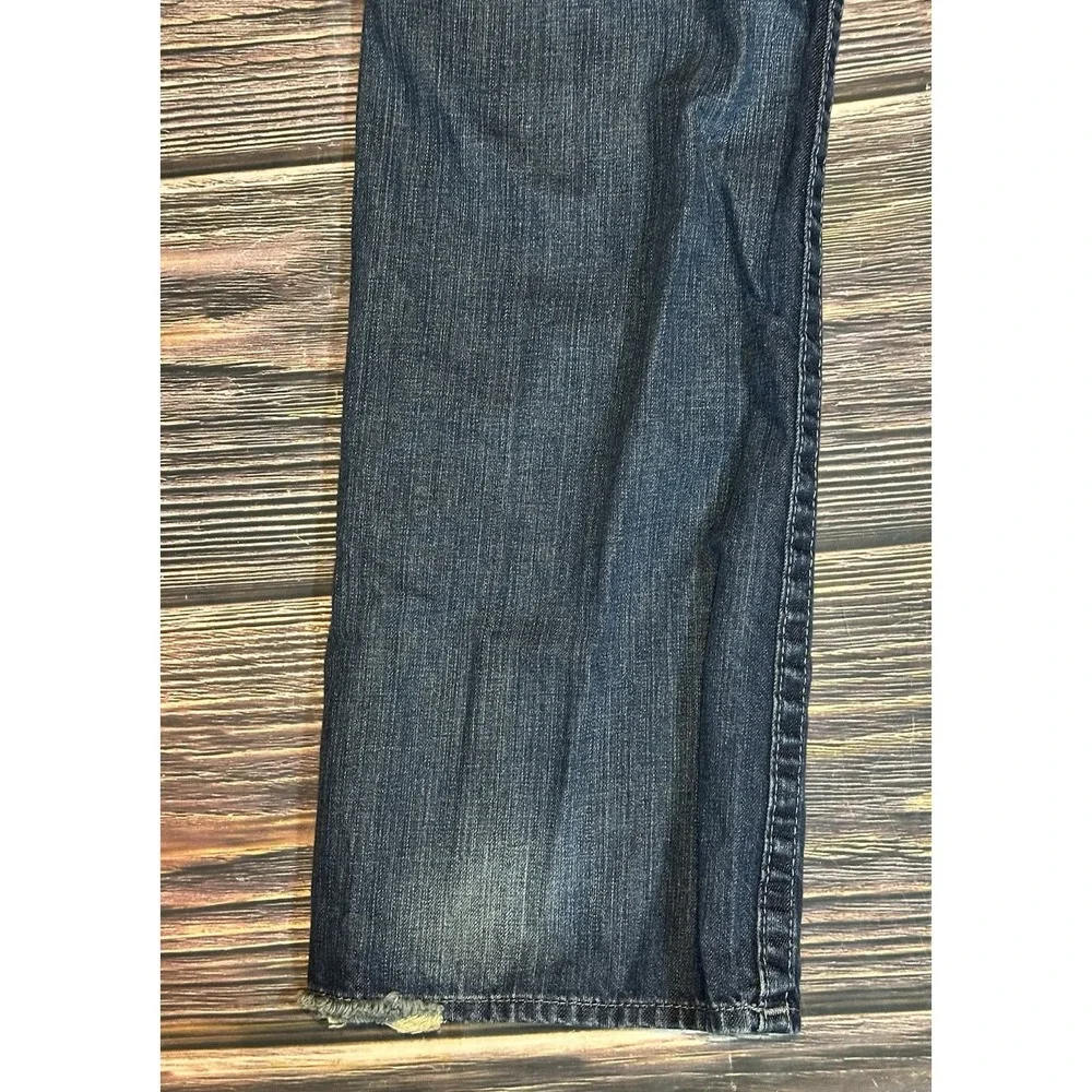 True Religion Jeans Mens 38x33 Straight Made USA Distressed Y2K Embroidered